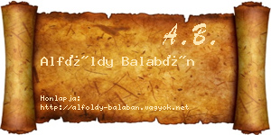 Alföldy Balabán névjegykártya